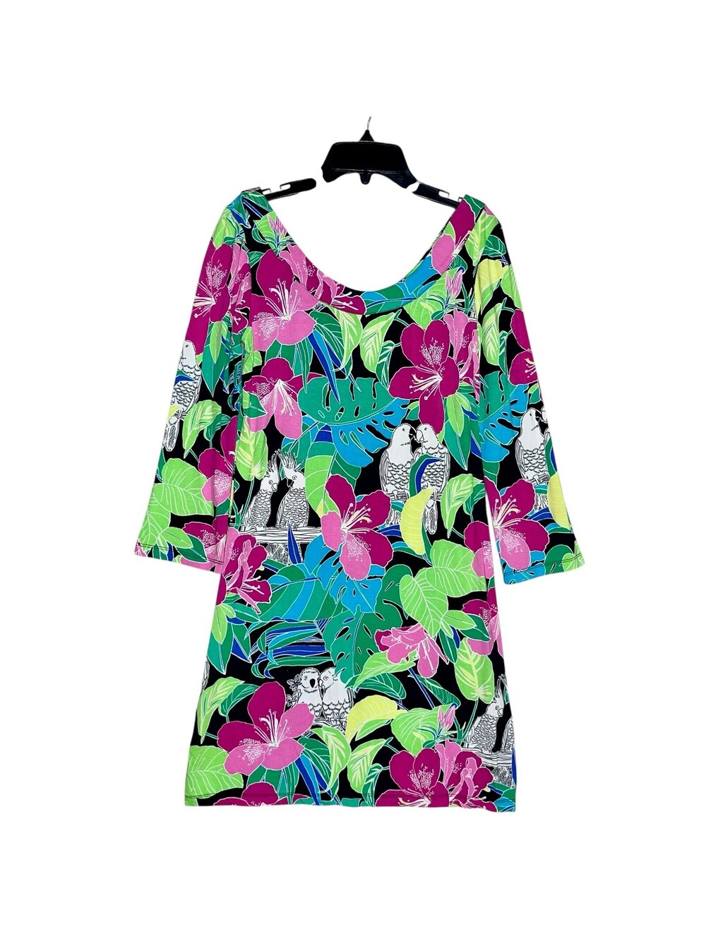 Tori Richard Dress Small Parrots Macaw Hibiscus S Honolulu Tropical Print Birds